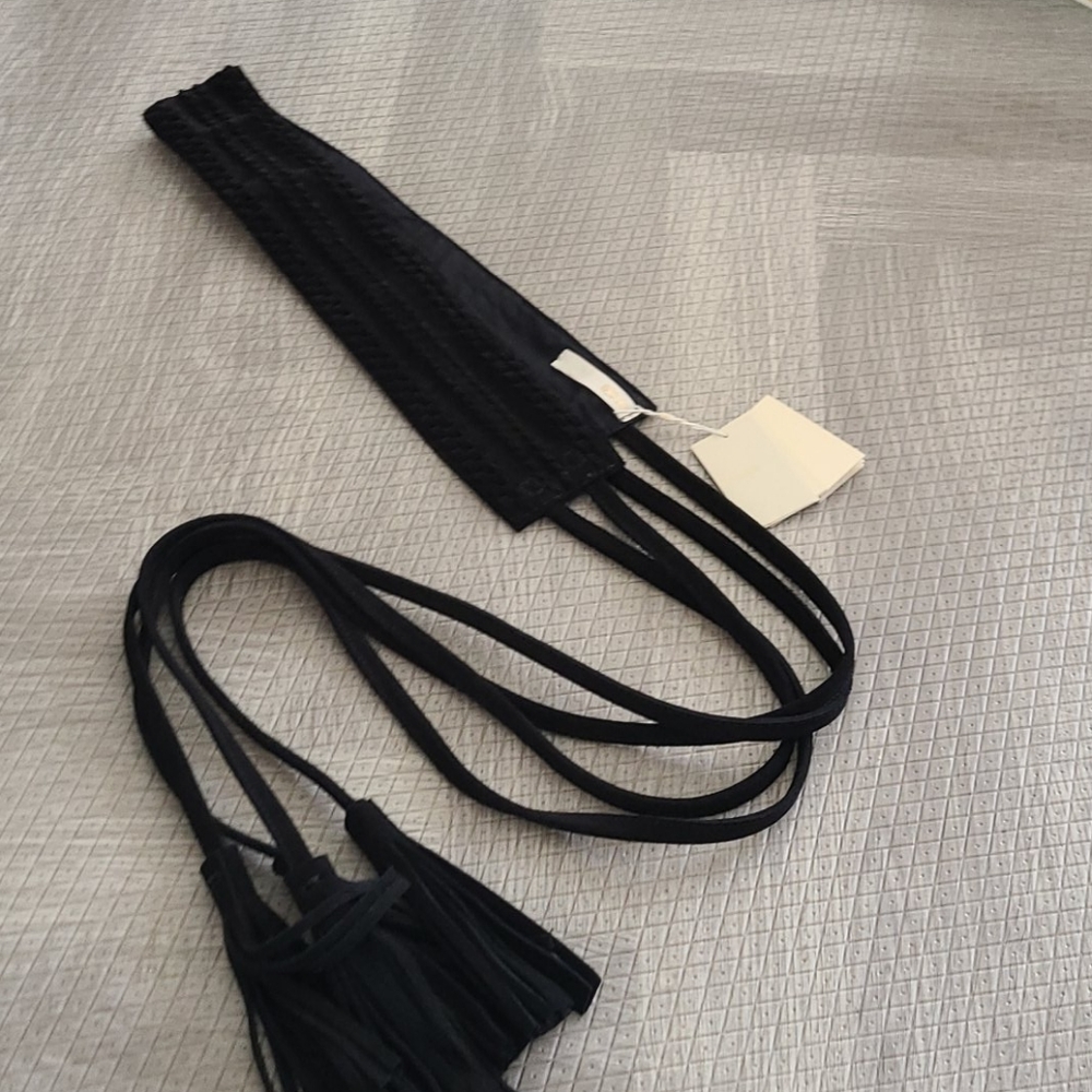 NWT Maje black suede braided belt